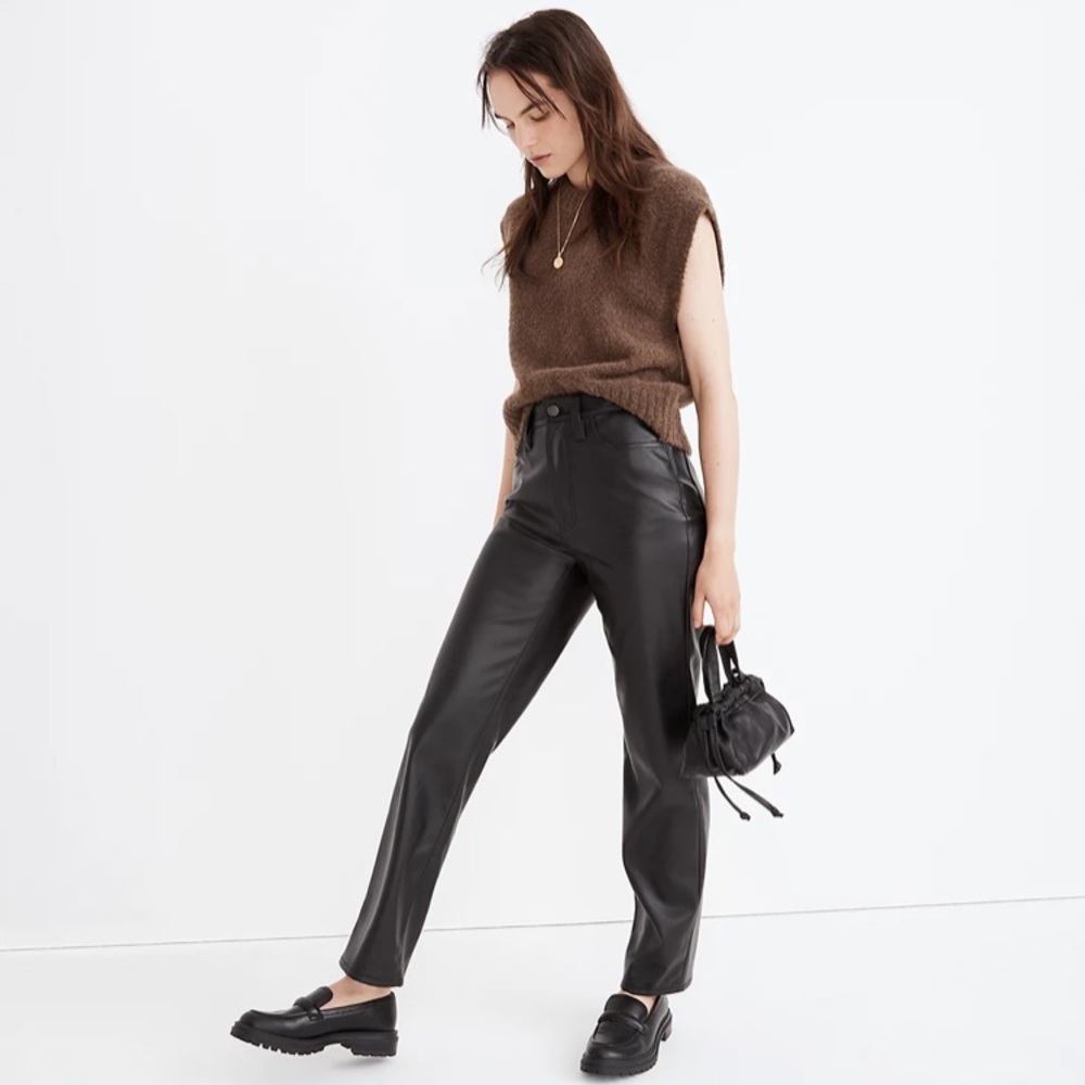 NWT Madewell The Perfect Vintage Straight Jean: Faux Leather Edition